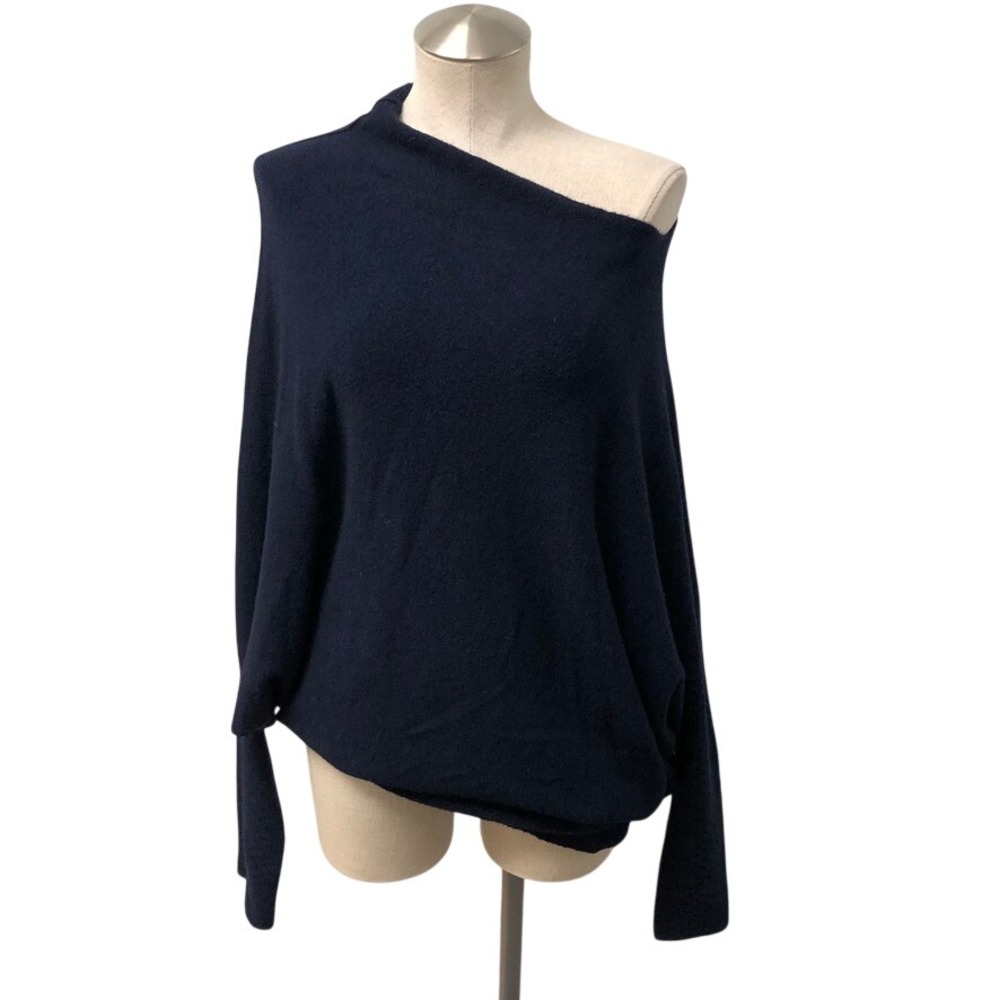 Jaki London Sweater Womens OS Navy Blue Asymmetrical One Shoulder Dolman Italy